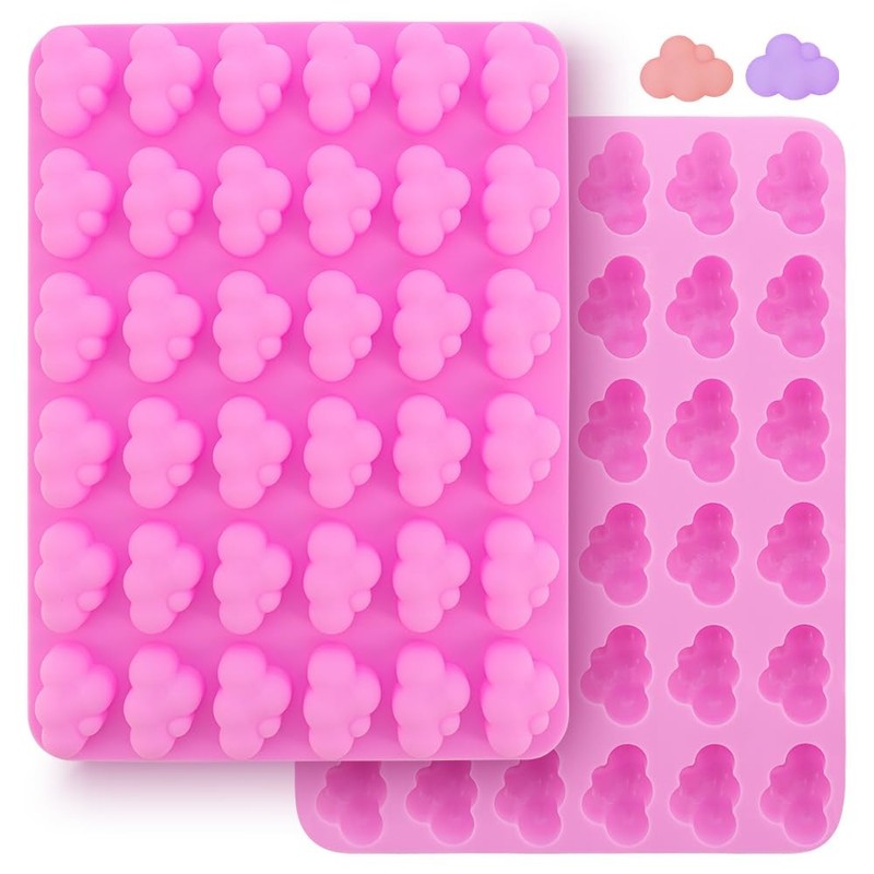 2 Pack Cloud Shape Silicone Molds, Non-Stick Ice Cube Tray, BPA Free Chocolat…