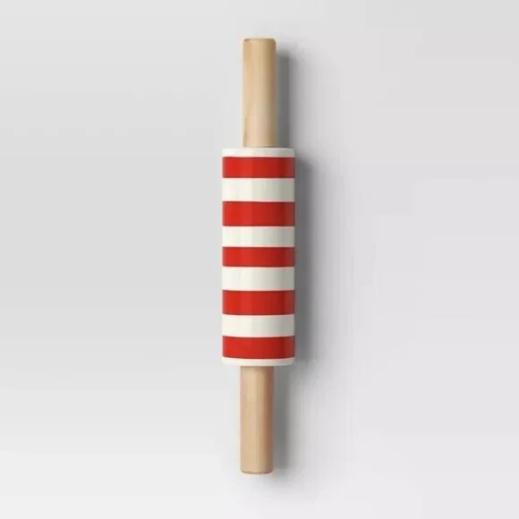 Christmas Red Striped handled Rolling Pin Wondershop