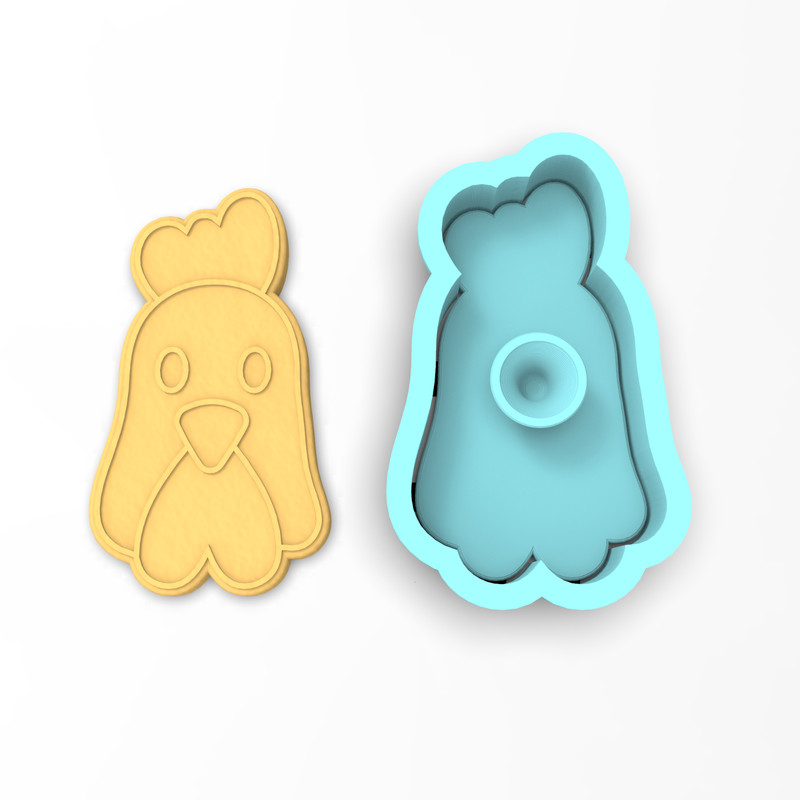 Chicken Face Cookie Cutter & Stamp | Farm Animal Rooster Bird Baby Shower Barn gallery
