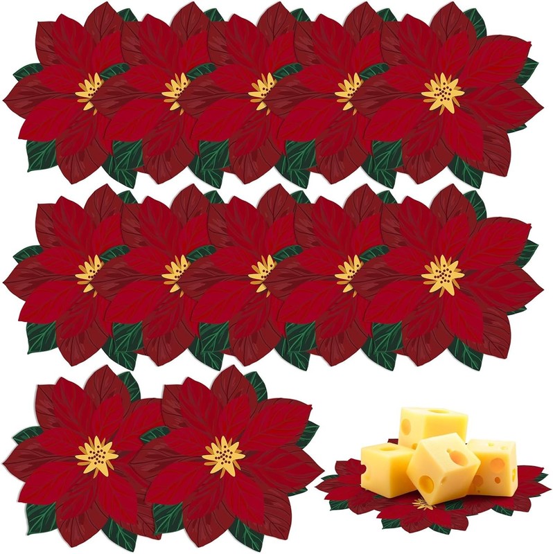 100 Count Christmas Poinsettia Parchment Paper Cheese 6” Cheese