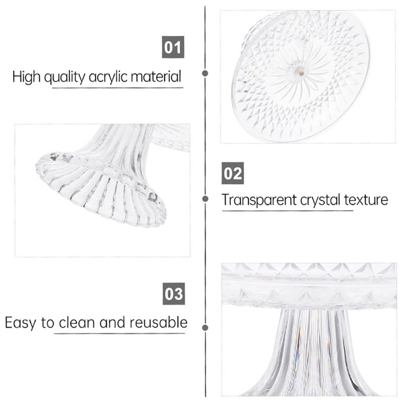 Clear Crystal Cake Serving Tray Fruit Plate Acrylic Dessert Display Stand Holder gallery