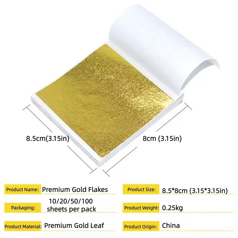 50 Sheets Gold Leaf Sheets, Premium Gold Flakes for Decorating Cakes 50PCS gallery