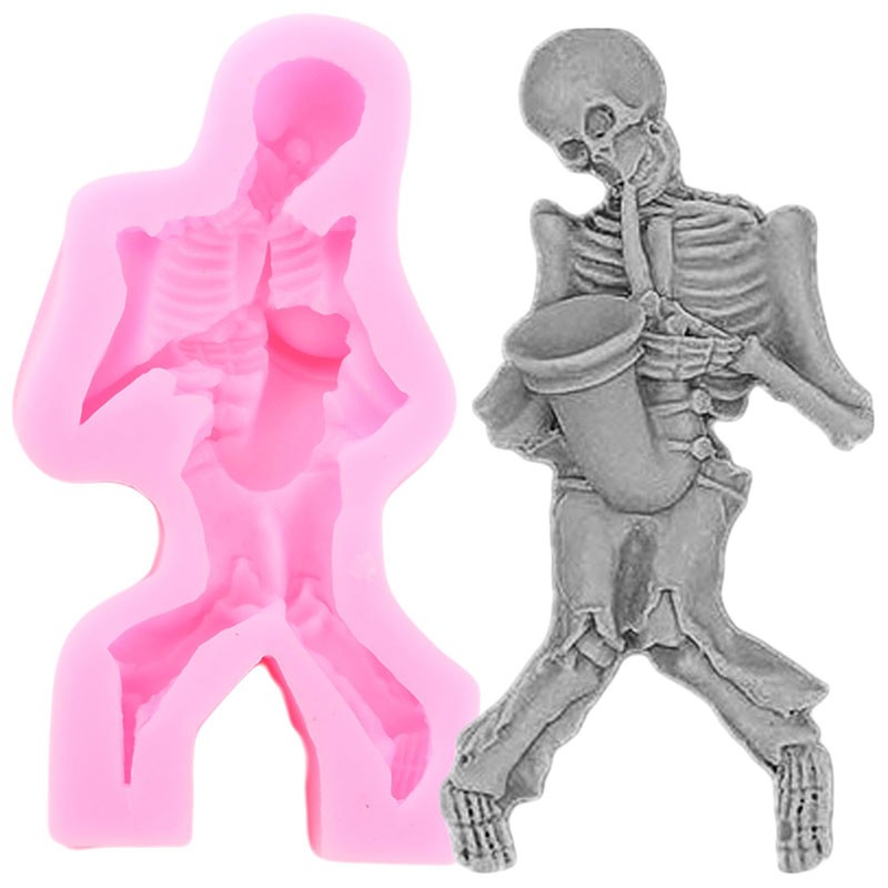 3D Skeleton Skull Silicone Mold Musical Instrument Halloween Fondant Candy gallery