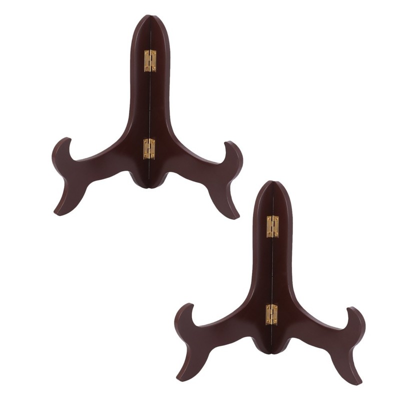 2Pcs Rustic Brown Artworks Organizer Stand Wooden Easel for Home Display gallery