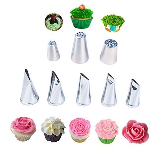 5 Pieces Large Piping Tips Set and 3Pcs Russian Grass Cream Tips DIY Decor gallery