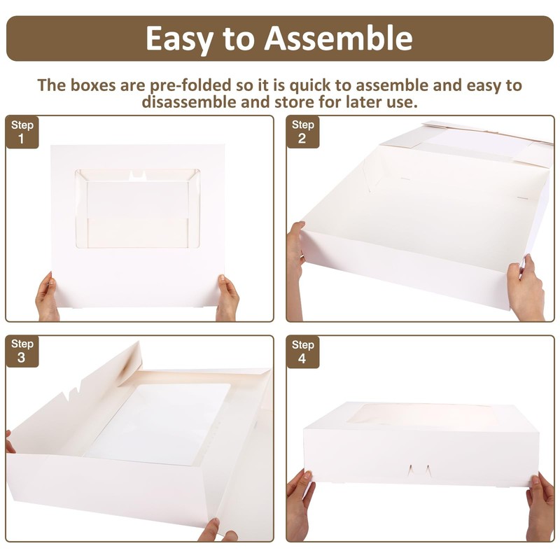 Moretoes 10pcs 19x14x4in Half Sheet Cake Boxes with Window, White Cookie Boxe... gallery