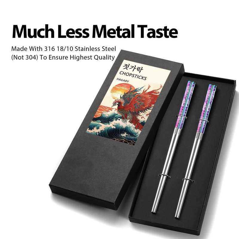 Phoenix Chopsticks Metal Reusable Designed In Korea Japanese Style Stainless ... gallery