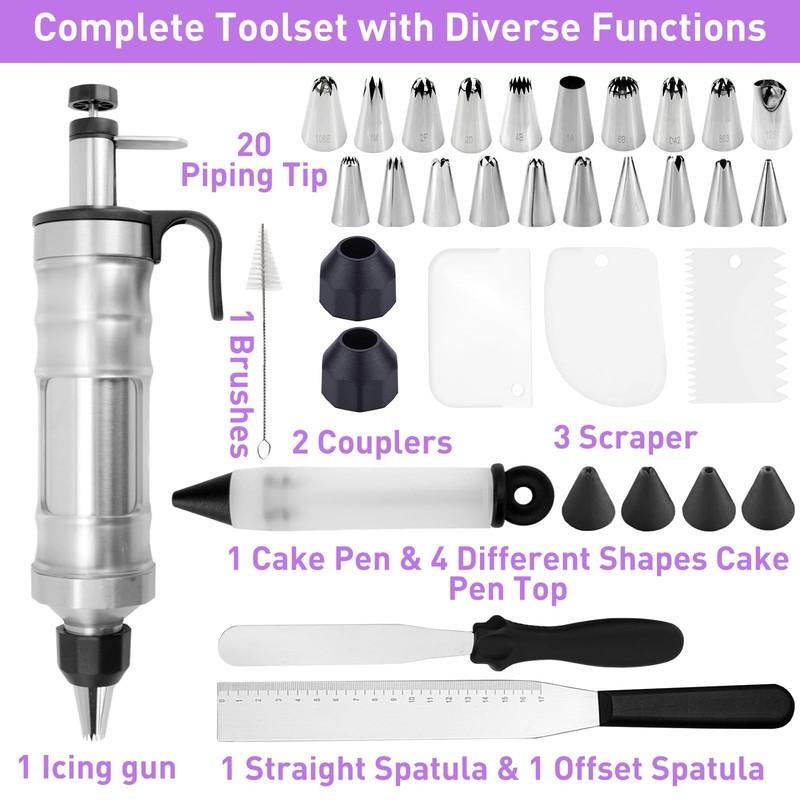 Dessert Decorating Syringe Set, 34Pcs Frosting Piping Kit, Stainless Steels C... gallery