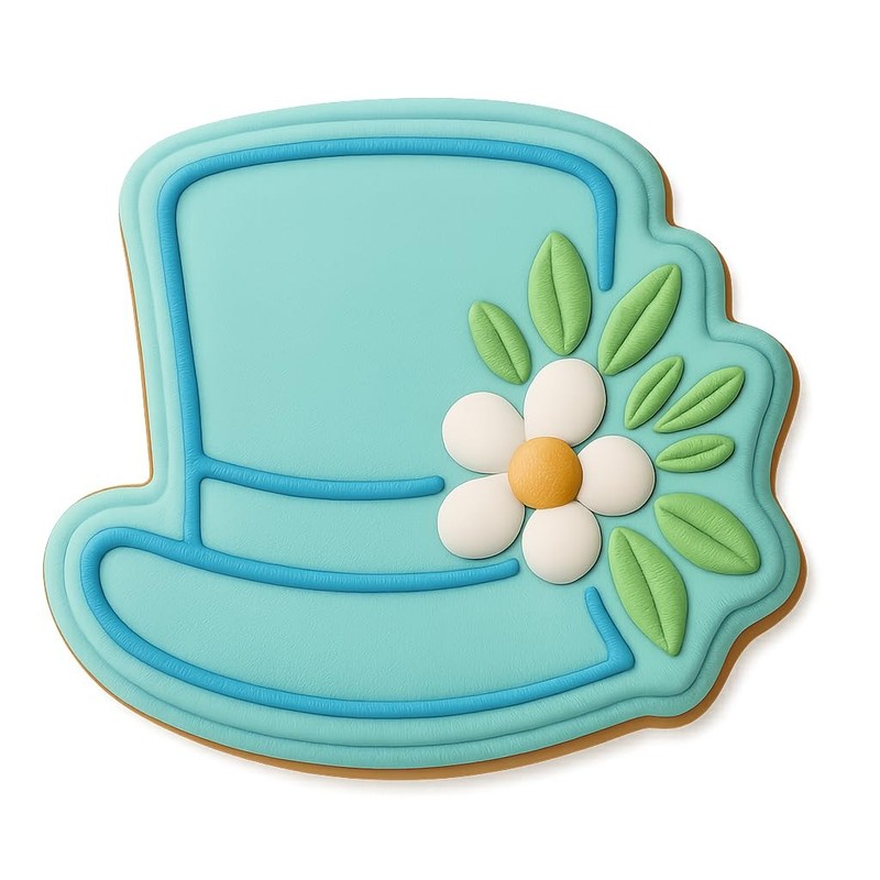 Floral Adorned Top Hat Cookie Cutter & Stamp, Fondant & Clay - 4x3.8 gallery