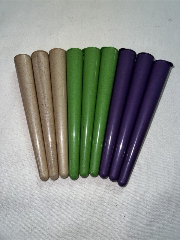 Greengo Hemp Plastic Cone Holders Lot 3 Natural, 3 Purple, 3 Green. 9 Total