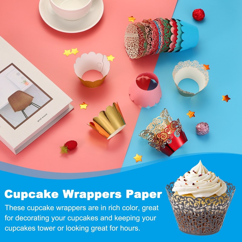 Cupcake Wraps, 50 Pieces Baking Paper Decor Vine, Dark Blue Black gallery