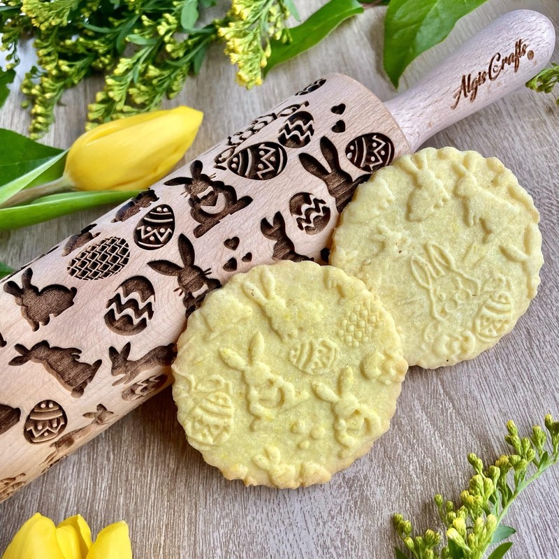 Embossing Rolling Pin embossed Dogh Roller for EASTER Embossed Cookies and Po... gallery