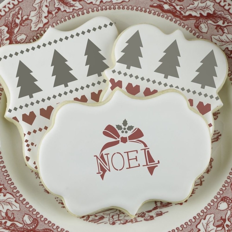 Christmas Cookie Stencil Set 5 Food Grade Stencils Merry Noel Peace