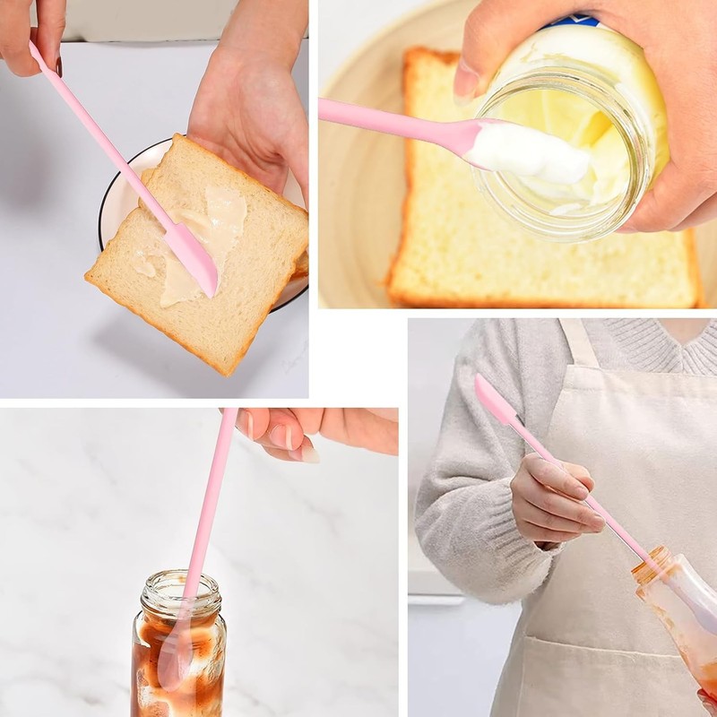 5 Piece Pink Silicone Spatula Set, Heat Resistant Rubber Spatulas Set, gallery