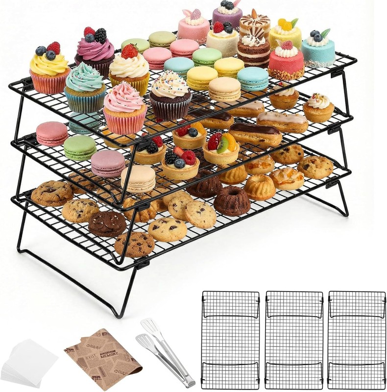 3 Tier Large Cooling Rack for Baking, 17 x 11 Inch Stackable Stainless Steel