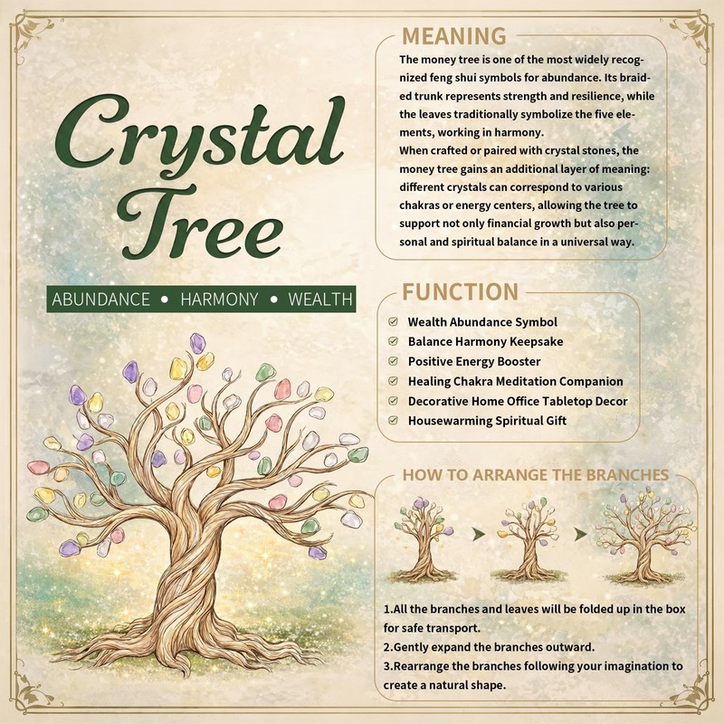 Sunyik Handmade 7 Chkara Crystal Money Tree Set On Natural Agate Slice Base gallery