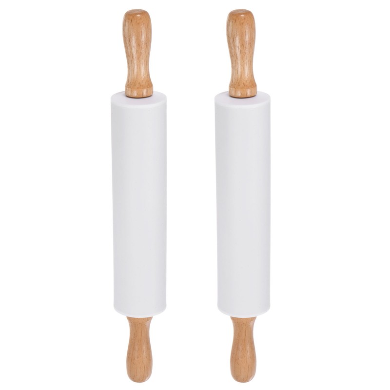 2pcs Silicone Rolling Pins for Baking 31cm x 4.2cm, White