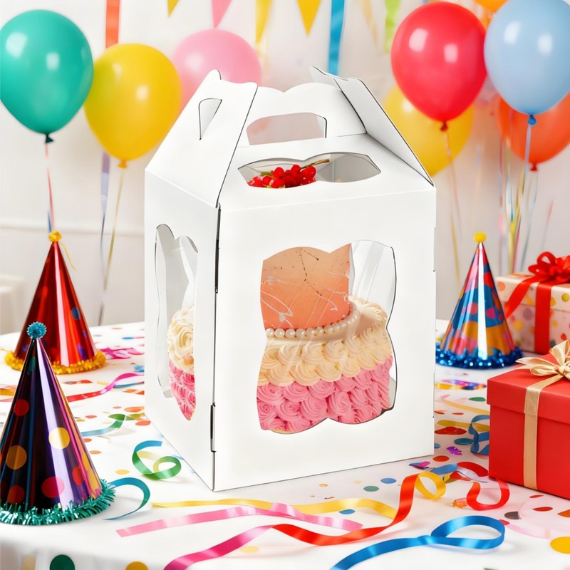 6 Pieces Tall Cake Boxes for Tier Cakes, 10''W x 10''L x 12''H Bakery Carrier... gallery