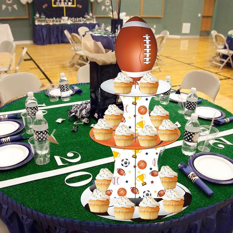 Sports Ball Party Cupcake Stand Sports Birthday Party Decorations 3 Tier Foot... gallery