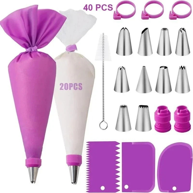40 pcs Cake Decorating Kit Icing Piping Nozzles Pastry Tips Cake Tools