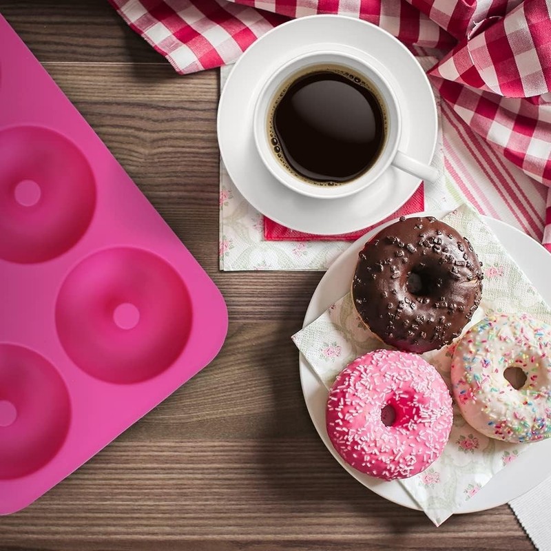 Elegant 3-Pack Silicone Donut Molds - Perfect for Family Baking Adventures gallery