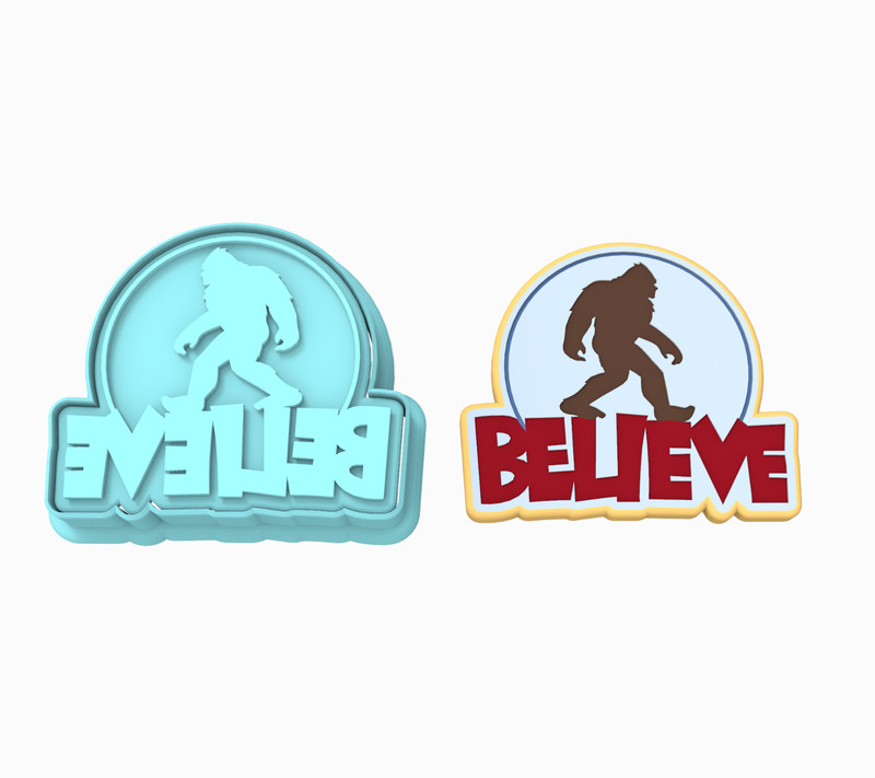 Sasquatch Believe Cutter & Stamp | Big Foot Hairy Ape Wilderness Mountain Pine