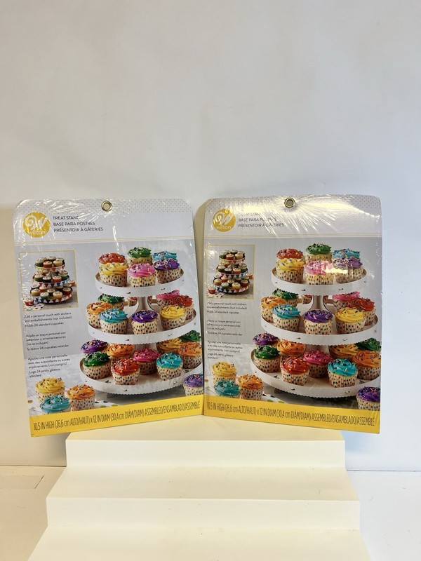 Lot Of 2 Wilton Cupcake Stands-White 12"X10.5" Holds 24 Cupcakes Part W1512127