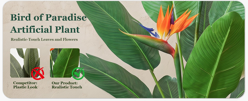5FT Artificial Bird of Paradise Plant with Flowers, Tall Tropical Fake gallery