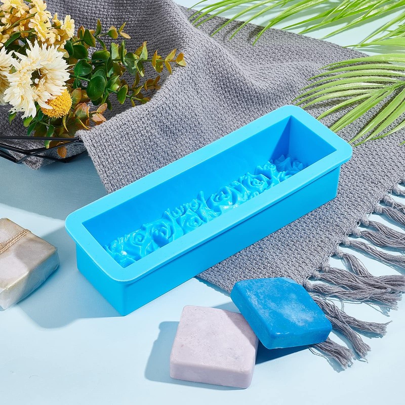 PH PandaHall Rose Loaf Mold, 22oz Flower Silicone Soap Molds 3D Embossed Blue gallery