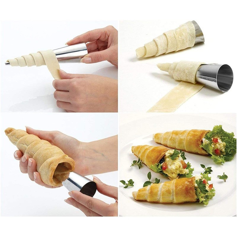 30 PCS NonStick Stainless Cream Horn Molds Large 5" DIY Danish Pastry gallery