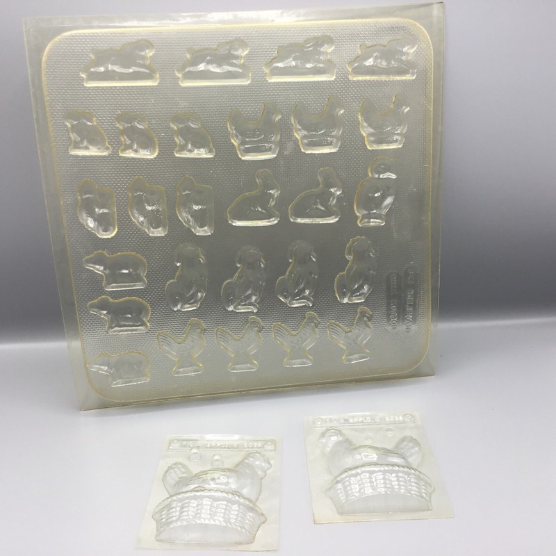 easter candy molds lot – ILA Hen On Nest No.2026, Small Easter Animals Tray