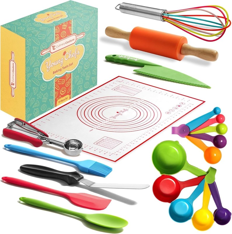 Kids Baking Sets 19 Pieces Real Cooking Tools Kit for Girls Boys Easter Gift