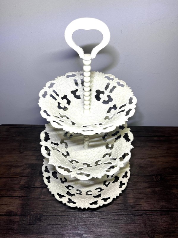 Antique style vintage 3-tier Metal Ornate Serving Stand Decorative gallery