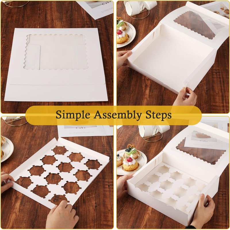 POPUFUN 16 Sets of 12-Count White Cupcake Boxes with Window and Insert, 13x10... gallery