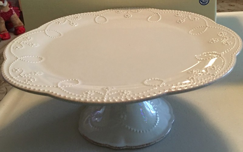 Lenox French Perle White Pedestal Cake Plate Medium BRAND NEW gallery