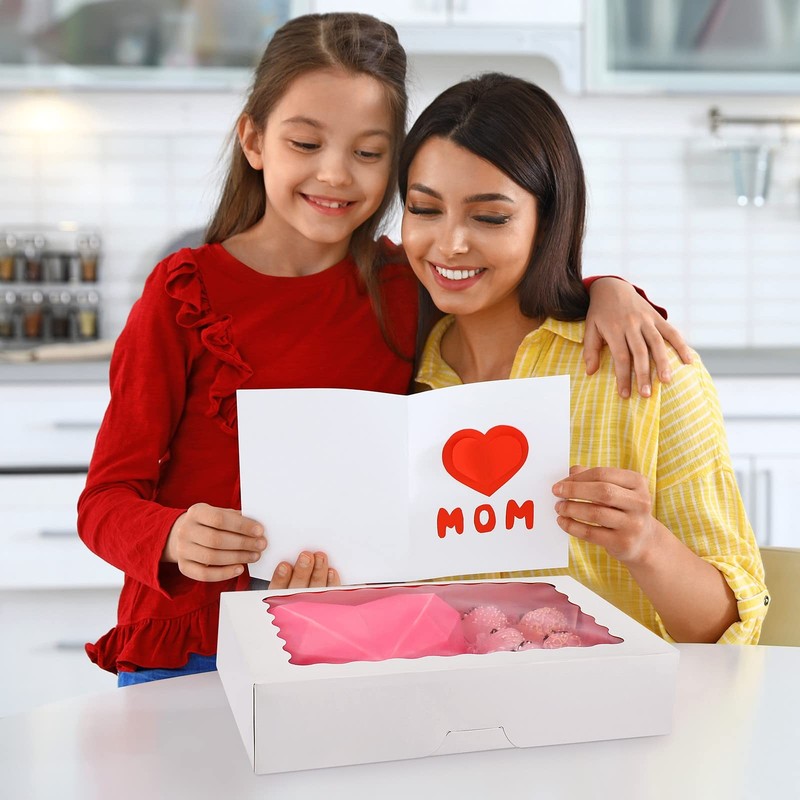 30 Pack Bakery Boxes With Window 12x8x2.5 Inch White Auto Popup Treat Cookie gallery