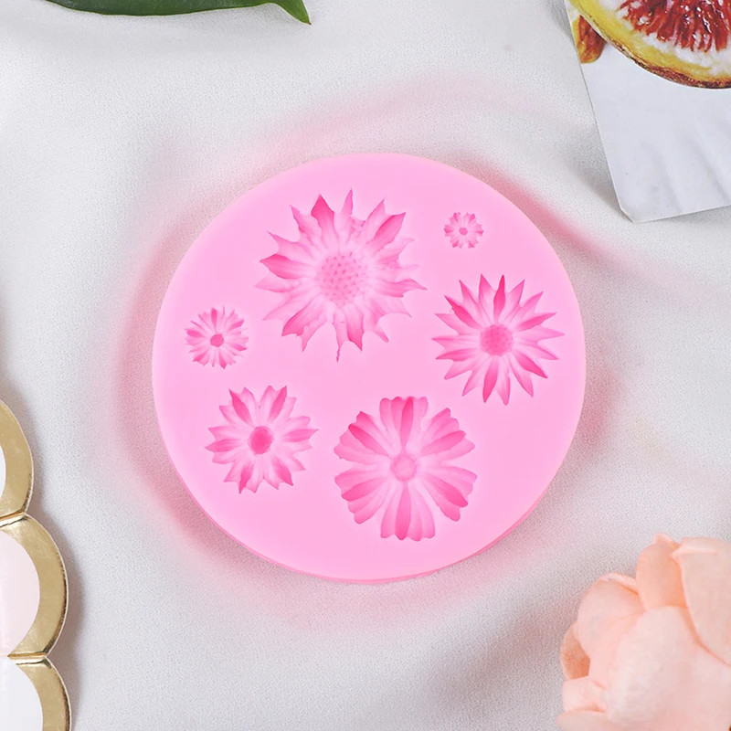 3D Silicone Chrysanthemum Sunflower Flowers Chocolate Party Cake Decoration DIY gallery