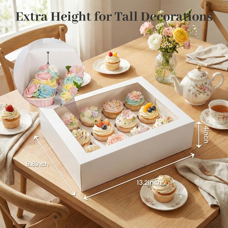 12 Count Cupcake Boxes, 6PCS Cupcake Container with Window Boxes Holding 72 P... gallery