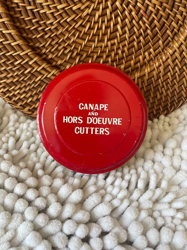 Vintage Canape and Hors D’oeuvre Cutters – Set of 12 In Original Tin – Japan