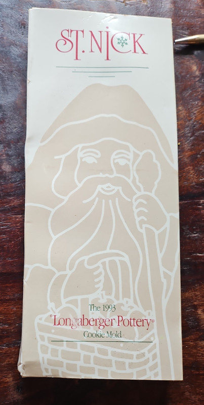 Longaberger Pottery Cookie Mold Brown St Nick Santa Christmas 1993 NEW NOS gallery
