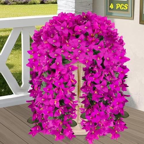 Artificial Bougainvillea Flowers for Outdoor Plant,4 pcs Faux 4p Fuchsia gallery