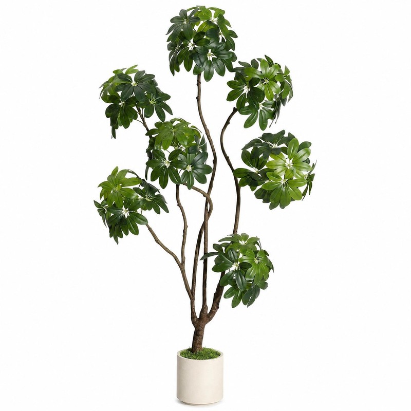Garvee Faux Black Olive Tree 5Ft Faux Floor Plant White Planter Pot Multiple