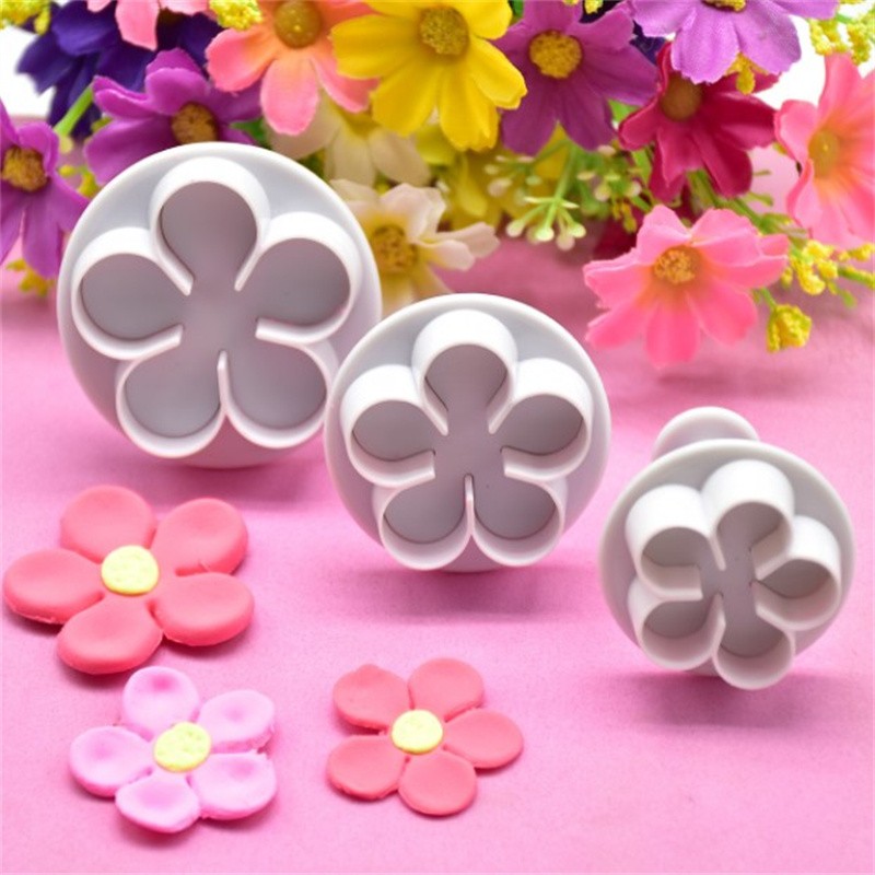 3Pcs Flower Plunger Cookie Cutter DIY Blossom Flower Cake Fondant Cake M..X gallery