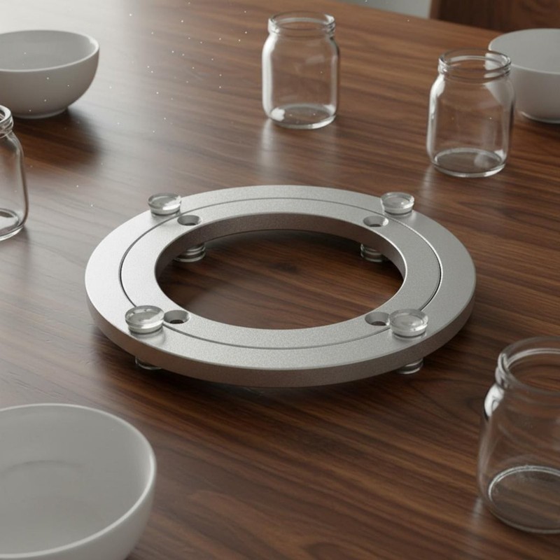 Aluminum Turntable Bearing Circle Non-Slip Rubber Feet Dining Table Turntable gallery