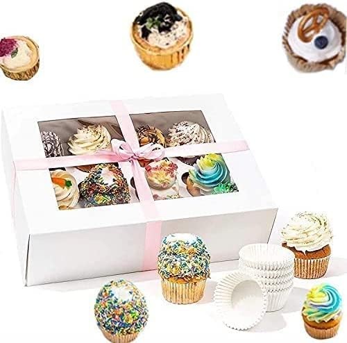 6 Pack Cupcake Boxes Hold 12 Standard Cupcakes, Food Grade Cupcake Holders Ba... gallery