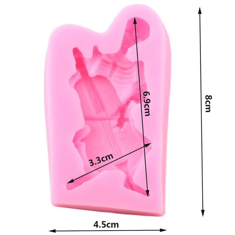 3D Skeleton Skull Silicone Mold Musical Instrument Halloween Fondant Candy gallery