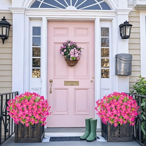 16 Bundles Artificial Flowers for Outdoors Decoration Fake Silk Flowers Fuchsia gallery