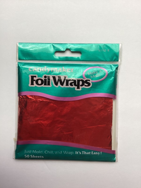 200 RED Foil Molding Candy Wrappers Chocolates Truffles Carmels Lollipops 4”x4” gallery