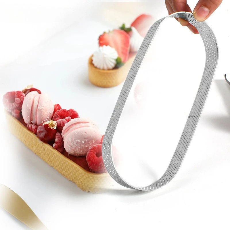 Stainless steel oval tower ring with holes French cake mold burrito ring rice... gallery