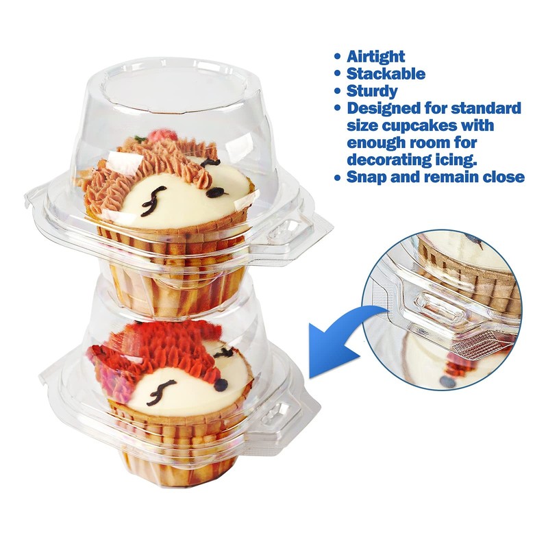 IHONGBEI Individual Cupcake Containers Stackable Single Compartment Cupcake D... gallery